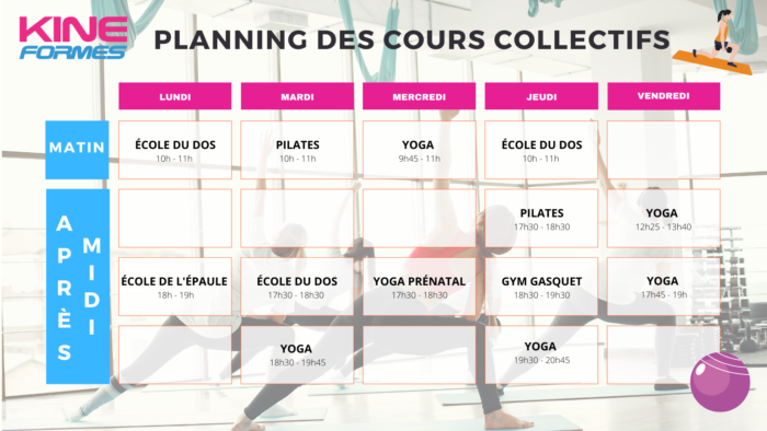 Planning Des Cours Collectifs Kine Formes Nice Gym Yoga Pilates